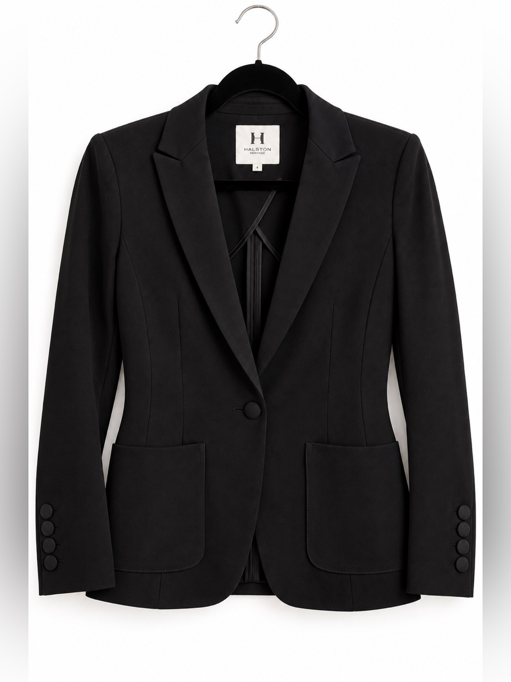 Halston Heritage Black Tuxedo Blazer Size 4 Tailored Jacket